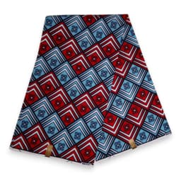 Tissu africain / tissu wax - Blanc /rouge / bleu