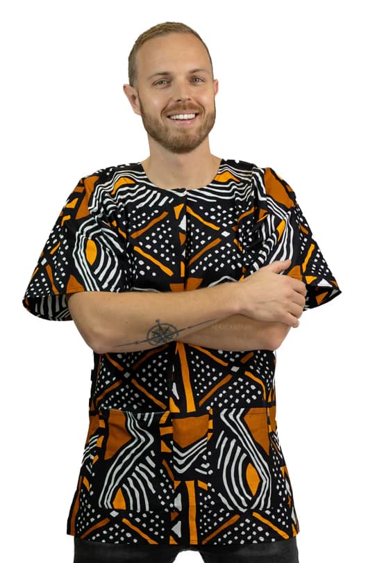 Chemise dashiki / Robe dashiki - Noir Bogolan - Top imprimé africain - Unisexe