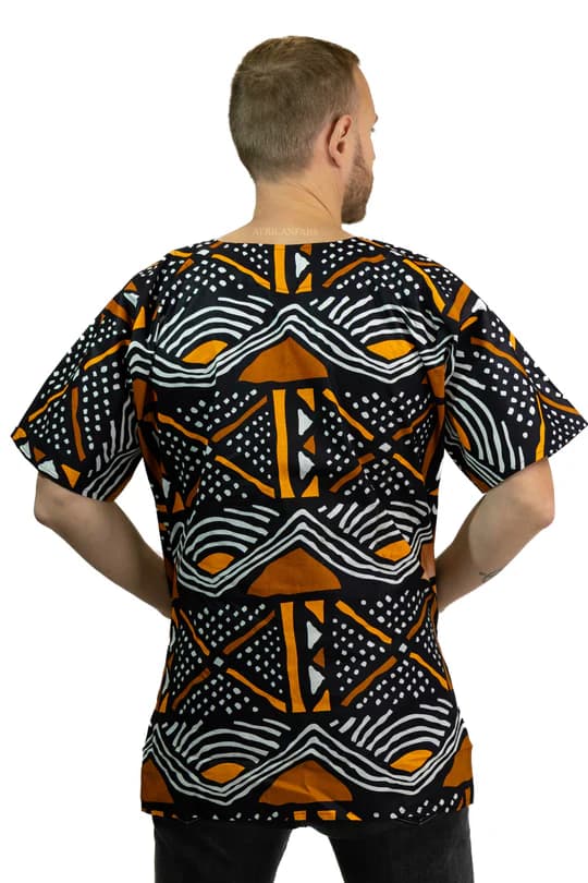 Chemise dashiki / Robe dashiki - Noir Bogolan - Top imprimé africain - Unisexe