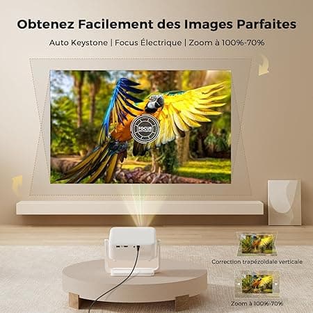 Videoprojecteur【Auto Verticale Keystone/Focus Électrique /360°Ro