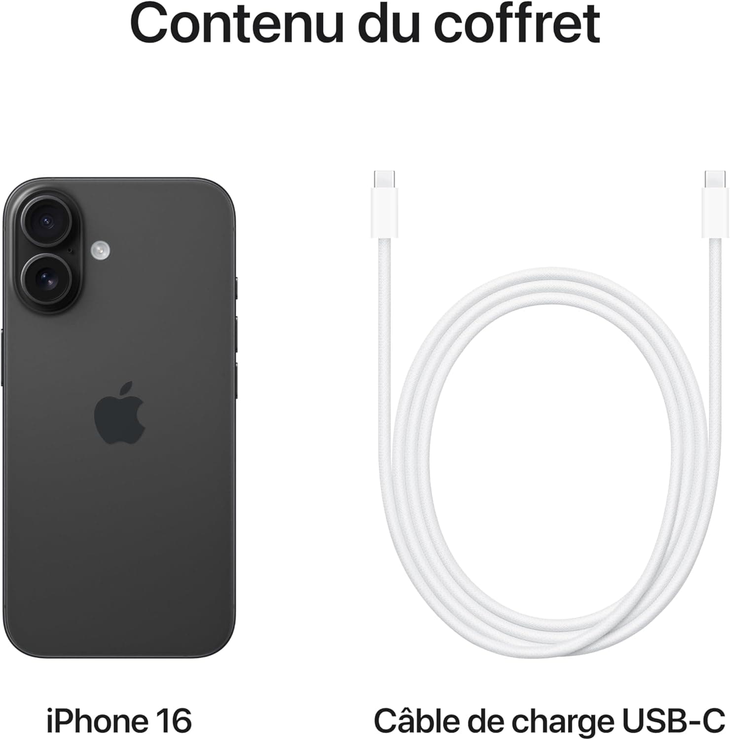 iPhone 16 - 128 Go - 8Go RAM - 6,1" - Apple A18 - 1 Nano SIM physique et 1 e-SIM - 48MP+12MP /12MP - 3561mAh - Garantie 12 mois