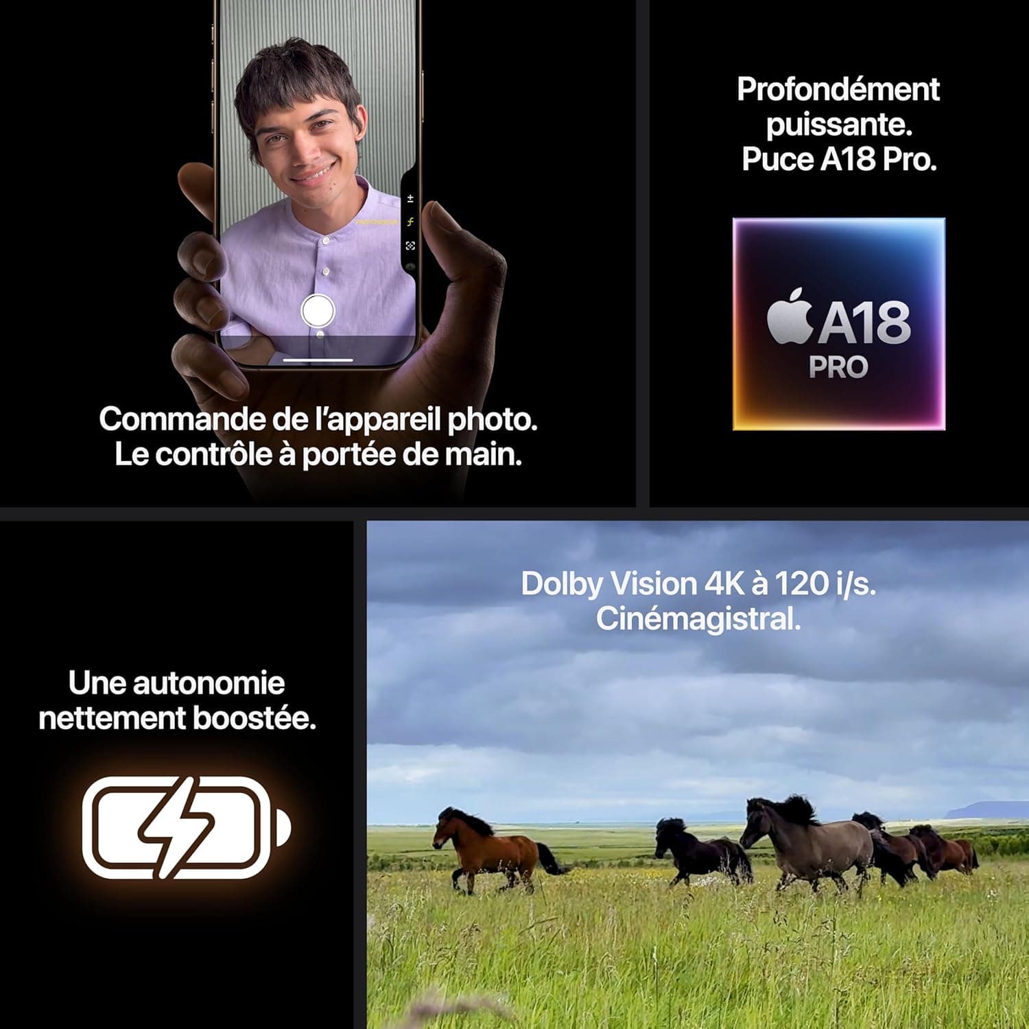 iPhone 16 Pro Max - Version Américaine - 256 Go - 8Go RAM - 6,9" - Apple A18 Pro - e-SIM - 48MP+12MP +48MP /12MP - 5200mAh - Garantie 12 mois