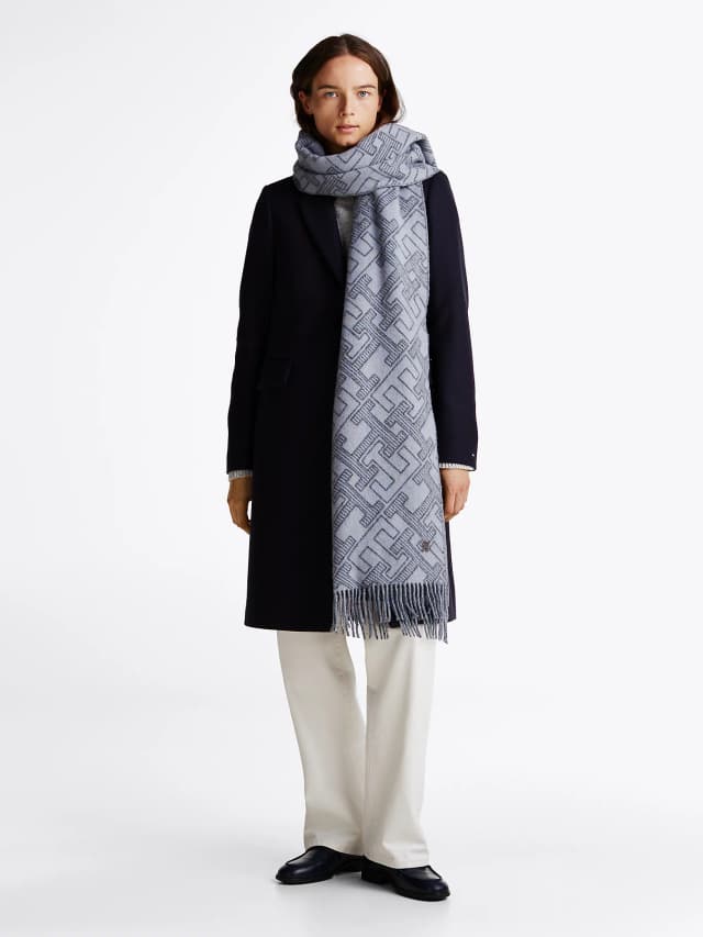 Écharpe TH Monogram en pure laine