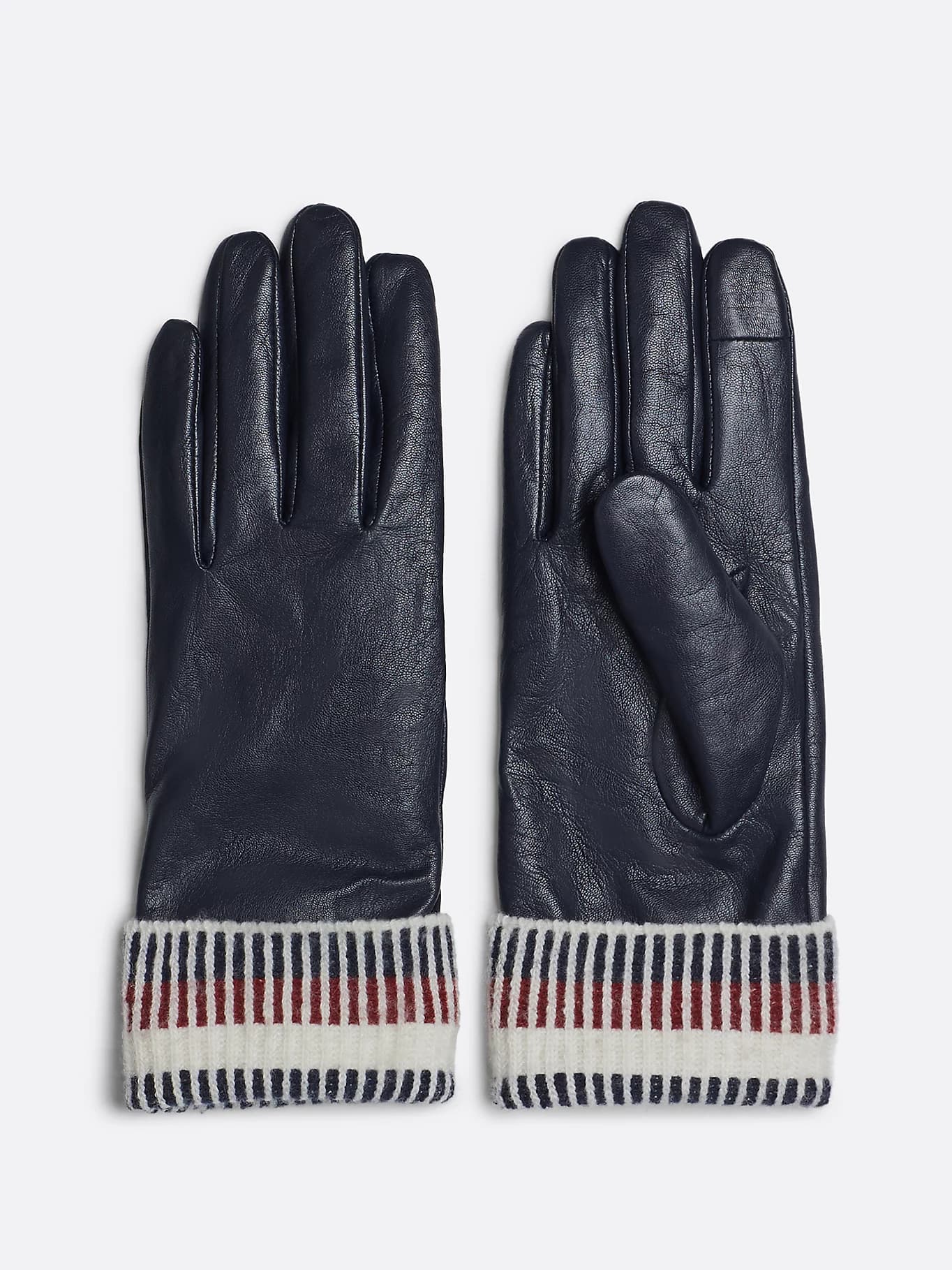 Gants en cuir à poignets côtelés