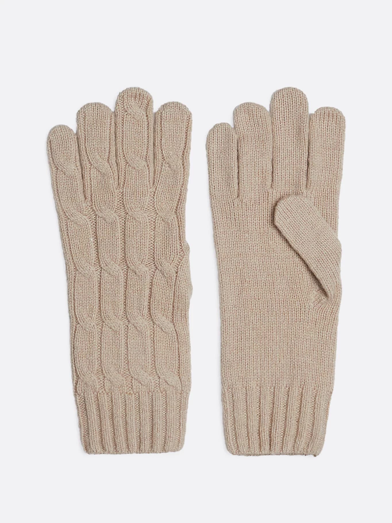 Gants en laine mélangée à maille torsadée