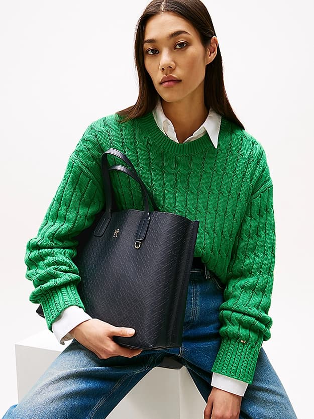 Sac bandoulière à monogramme TH embossé
