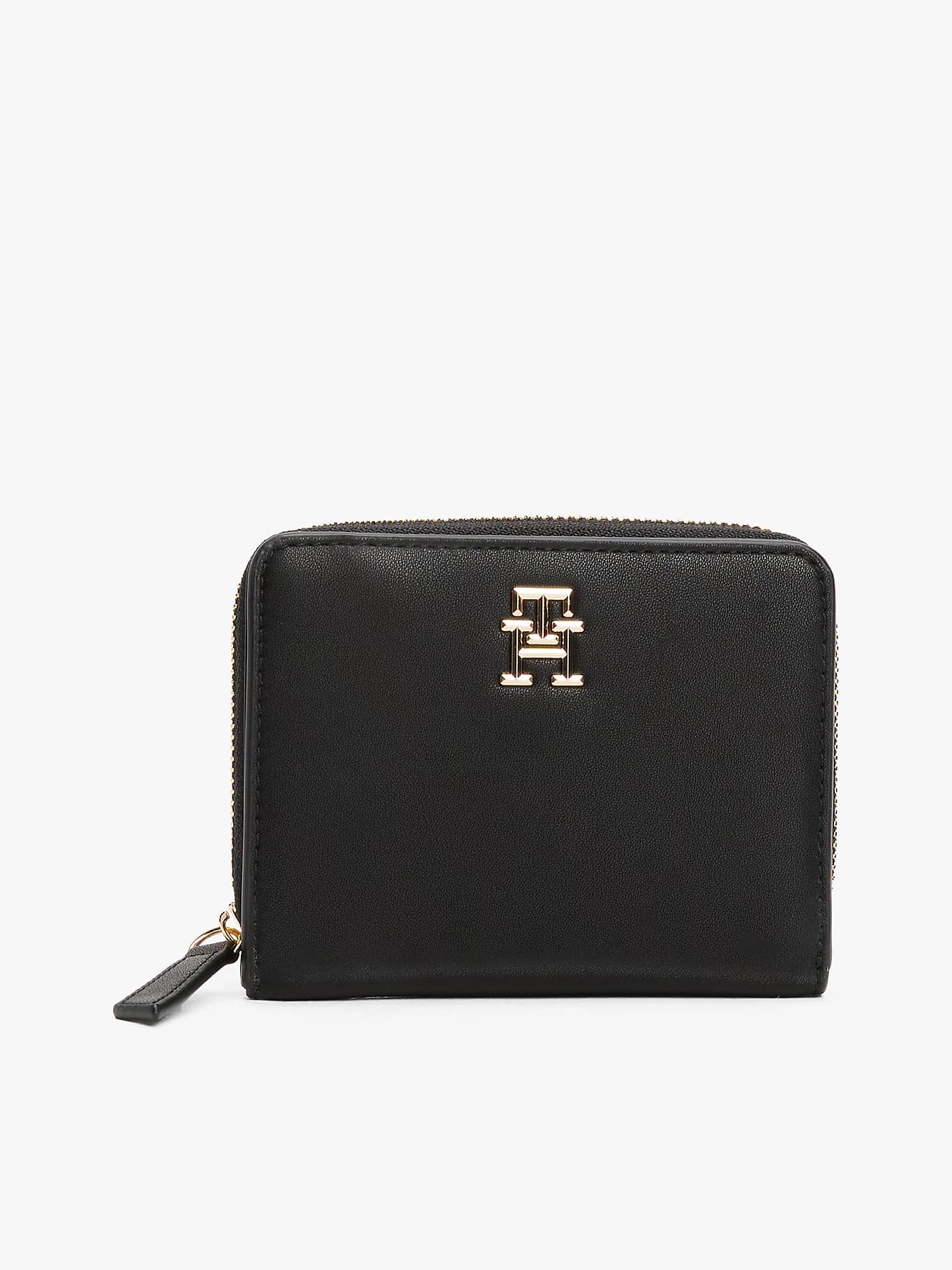 Portefeuille zippé à monogramme TH