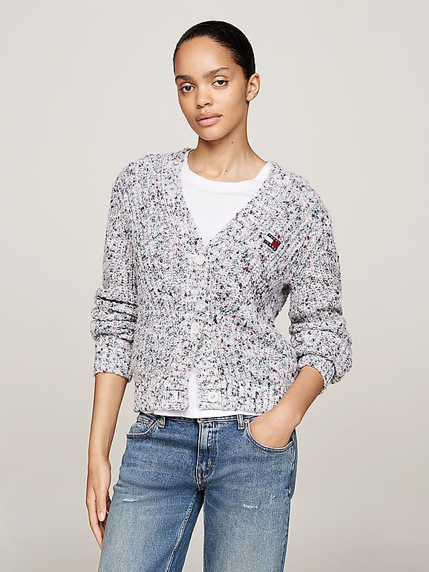 Cardigan en laine chinée Tommy Badge
