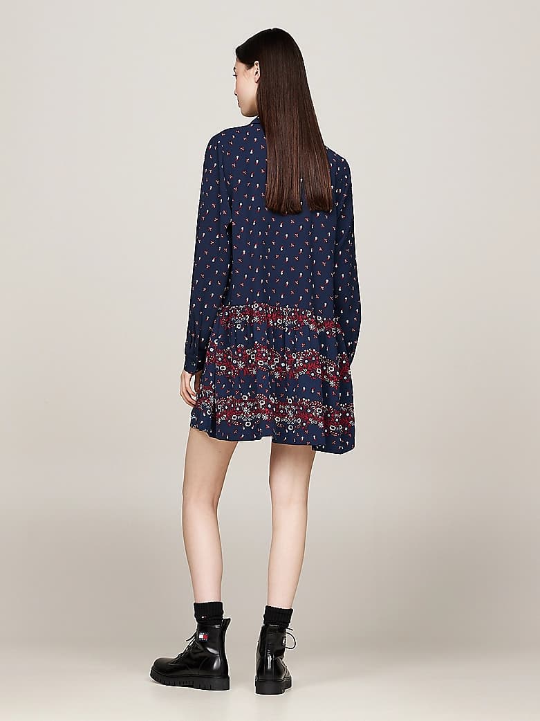 Robe chemise courte à motif floral