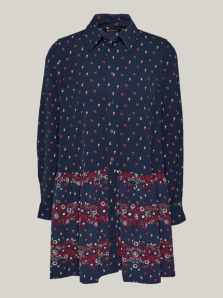Robe chemise courte à motif floral