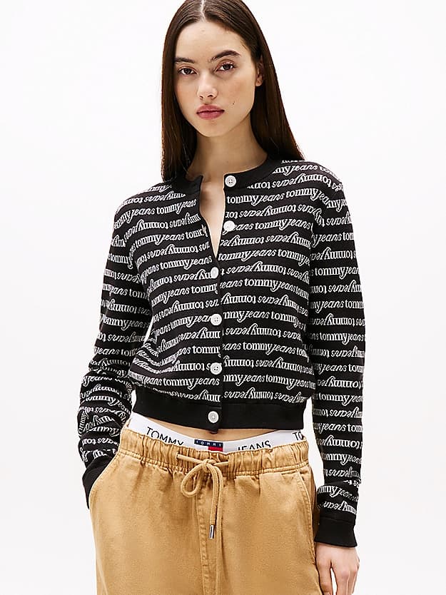 Cardigan court ajusté à motif logo