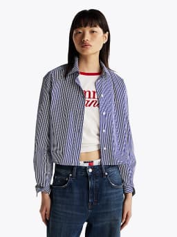 Chemise courte décontractée à rayure