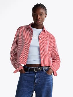 Chemise courte décontractée à rayure