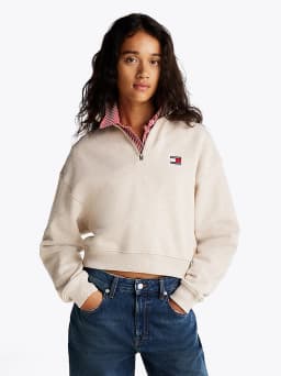 Sweat boxy court à col zippé