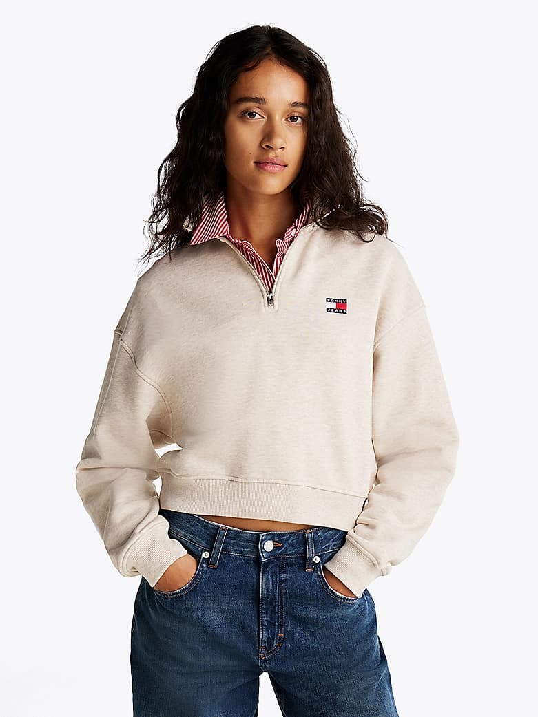 Sweat boxy court à col zippé