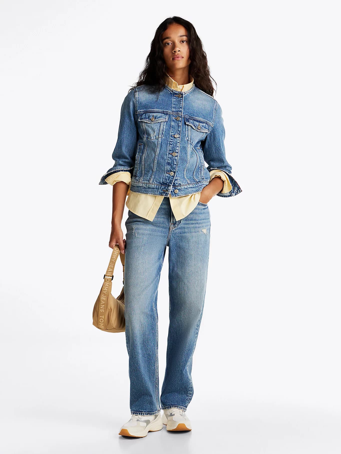 Veste Trucker en denim sans col