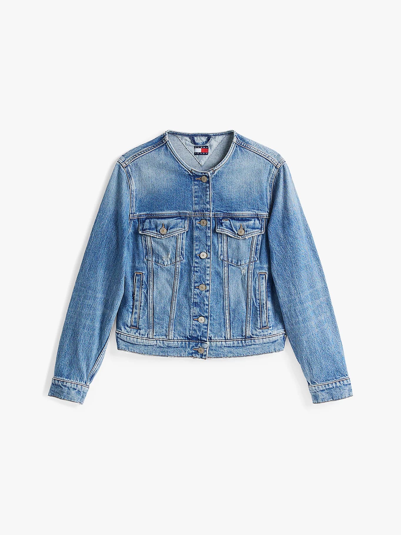 Veste Trucker en denim sans col