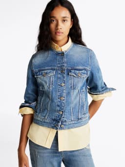 Veste Trucker en denim sans col