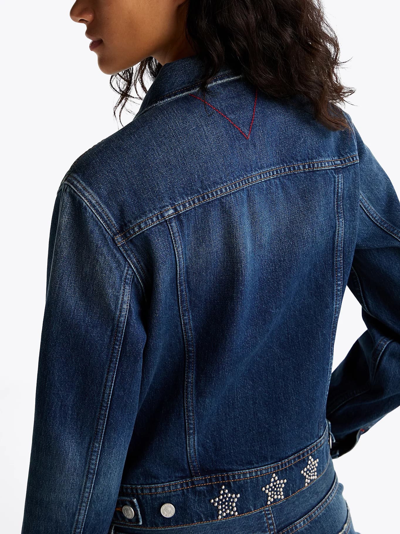 Veste Trucker en denim à clous métalliques