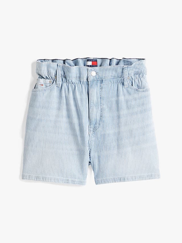 Short ample en jean froncé à la taille