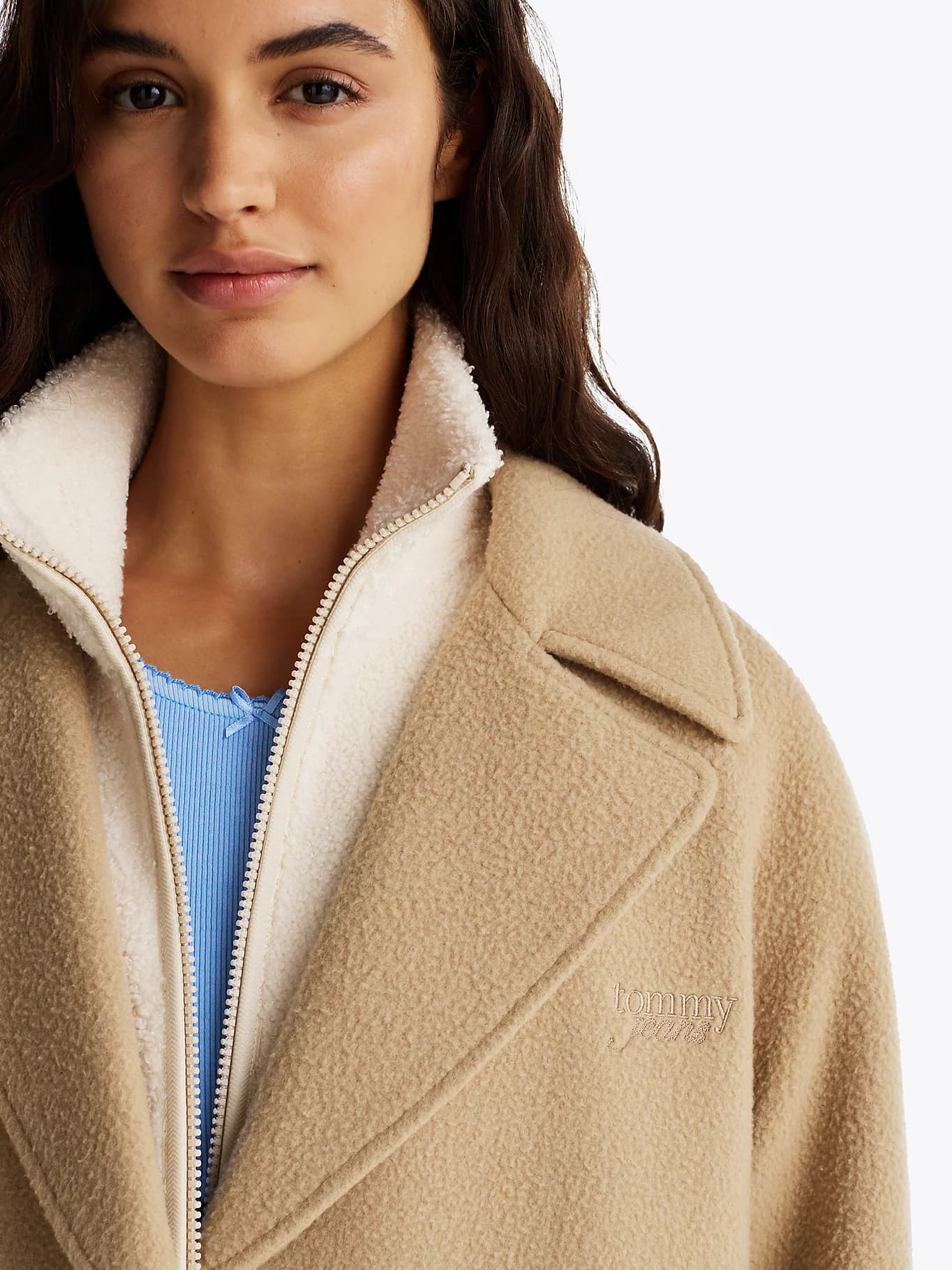 Manteau droit en laine mélangée