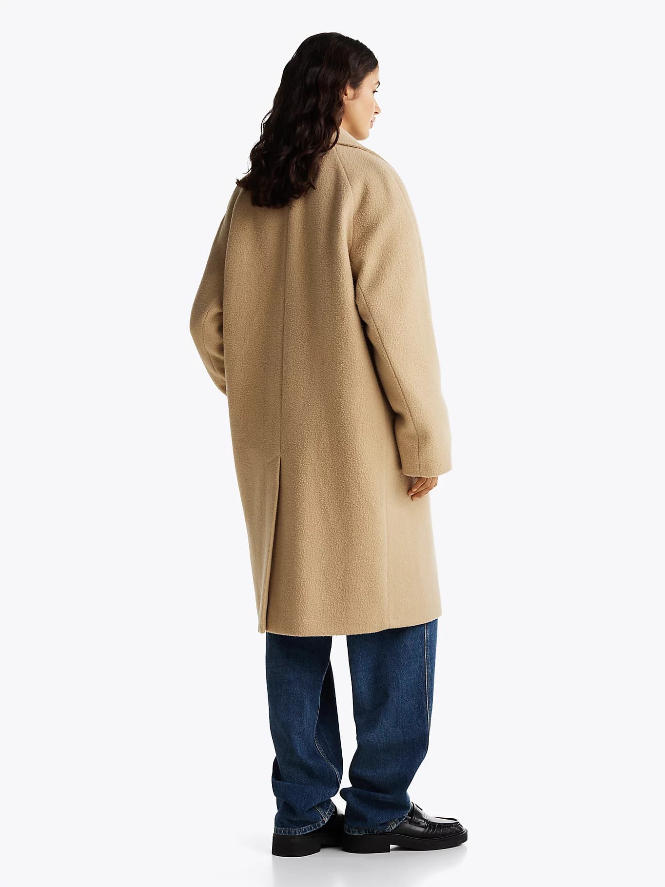 Manteau droit en laine mélangée