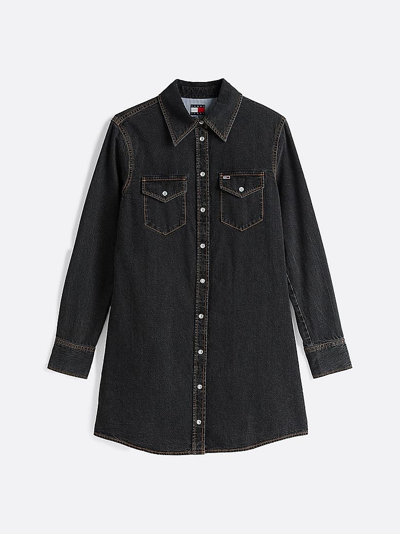 Robe chemise western courte en denim