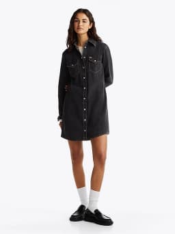 Robe chemise western courte en denim