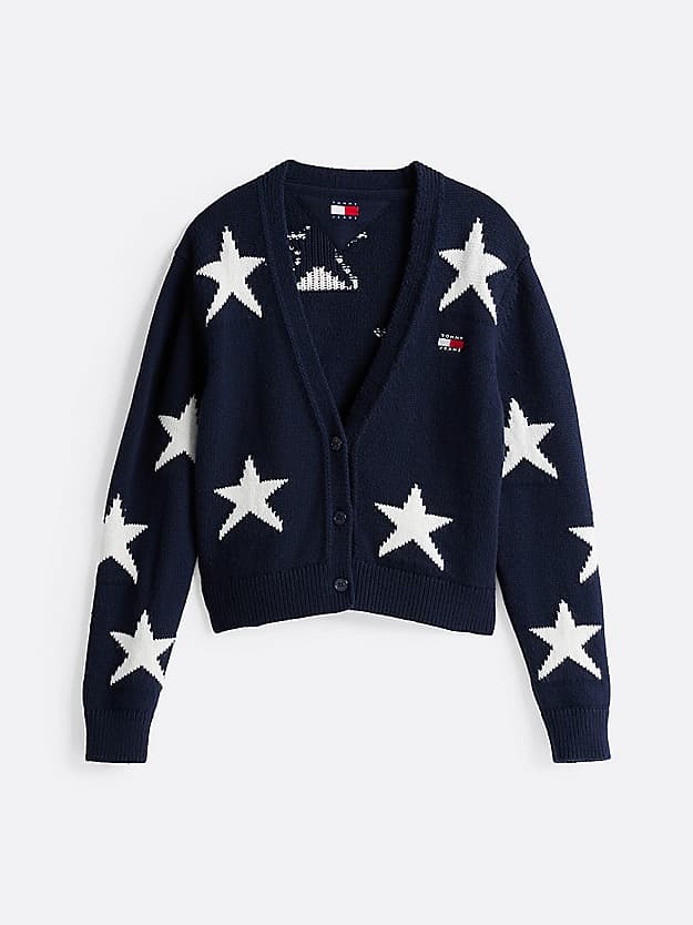 Cardigan tricoté à motif étoiles avec laine