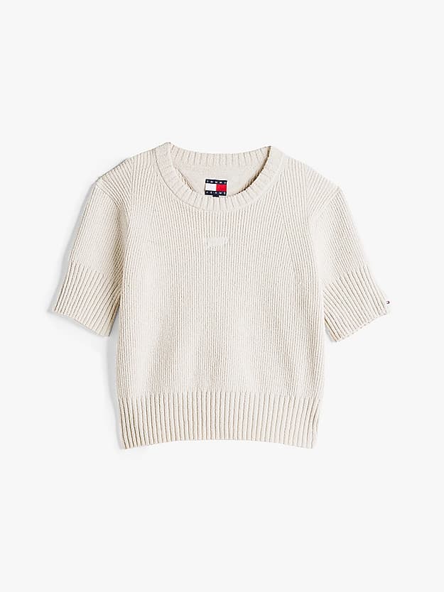 Pull côtelé à manches courtes