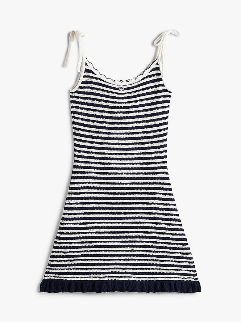 Robe courte moulante marinière en tissu éponge