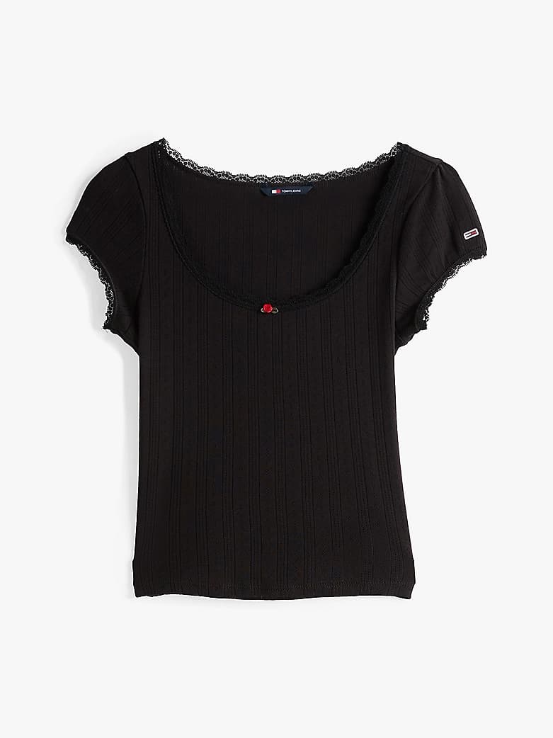 T-shirt ajusté en maille pointelle