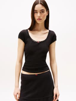 T-shirt ajusté en maille pointelle