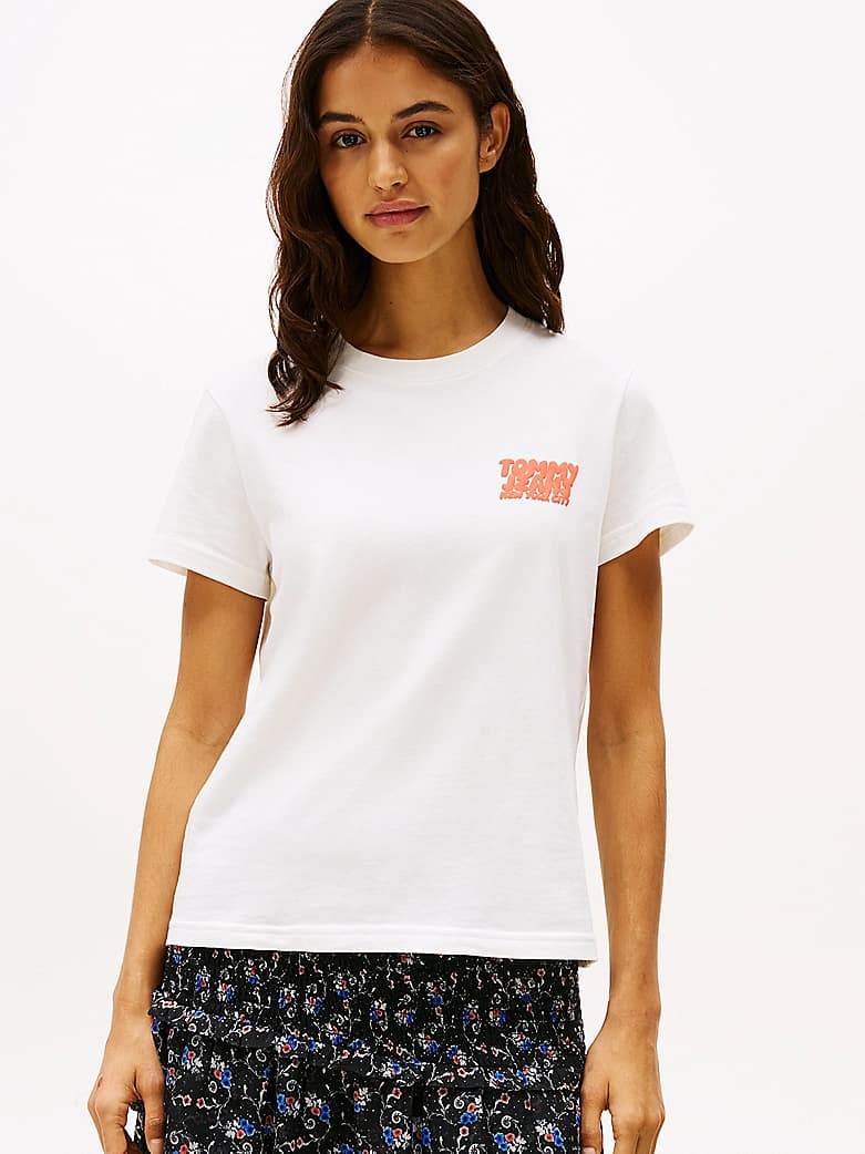 T-shirt à col ras-du-cou et logo lettre bulle