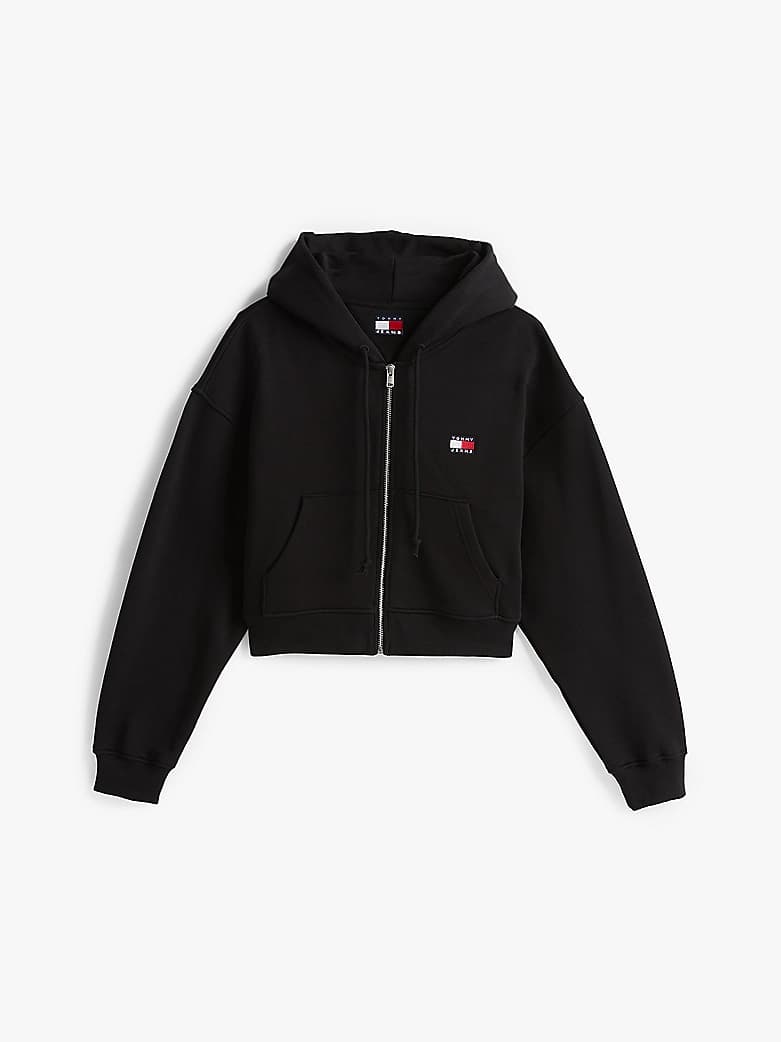 Sweat à capuche boxy Tommy Badge zippé