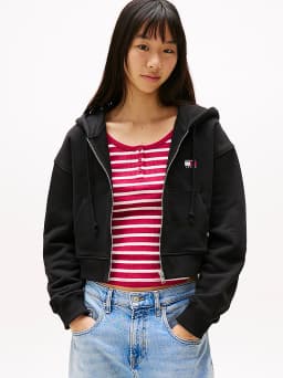 Sweat à capuche boxy Tommy Badge zippé