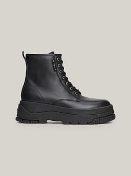 Bottines en cuir à semelle crantée et lacets
