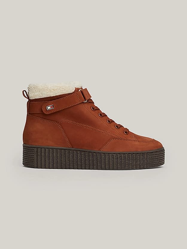 Bottines en cuir fourrées à lacets