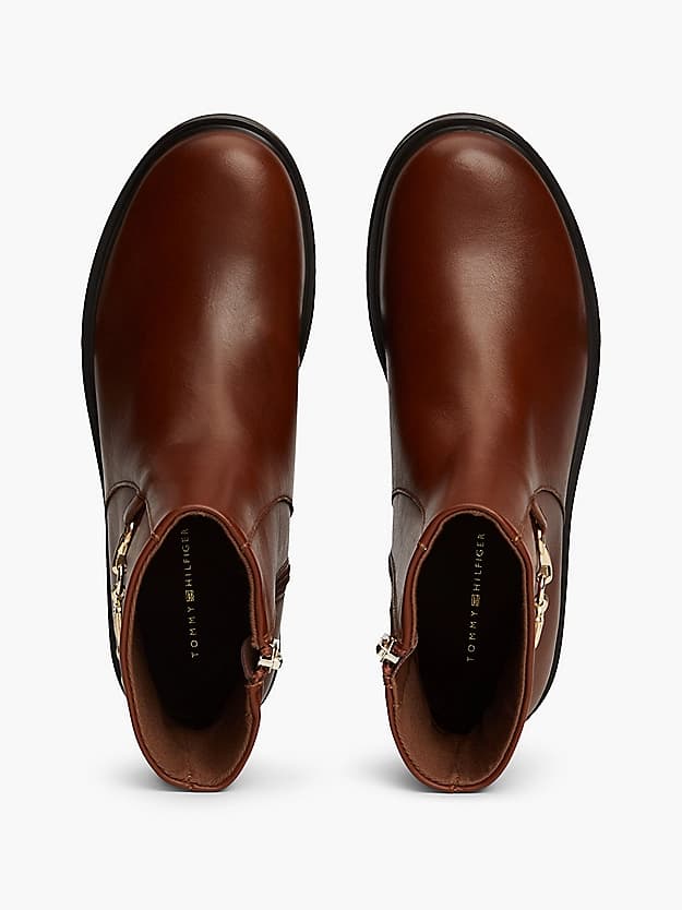 Bottines en cuir à chaîne