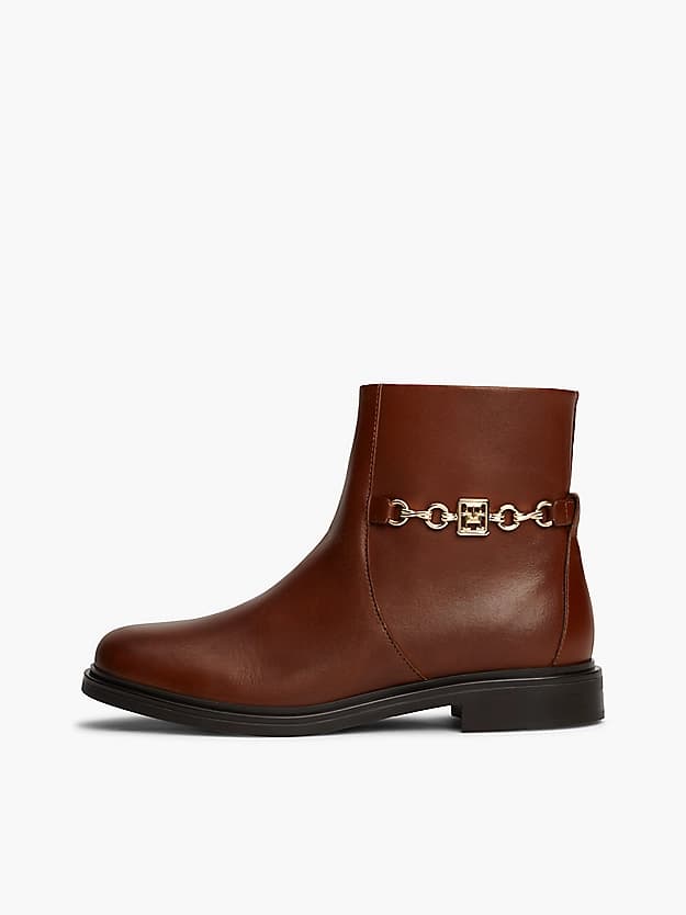 Bottines en cuir à chaîne