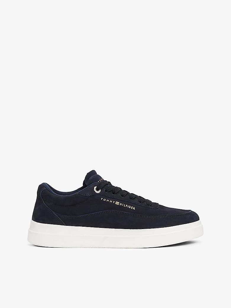 Baskets en cuir à logo métallisé