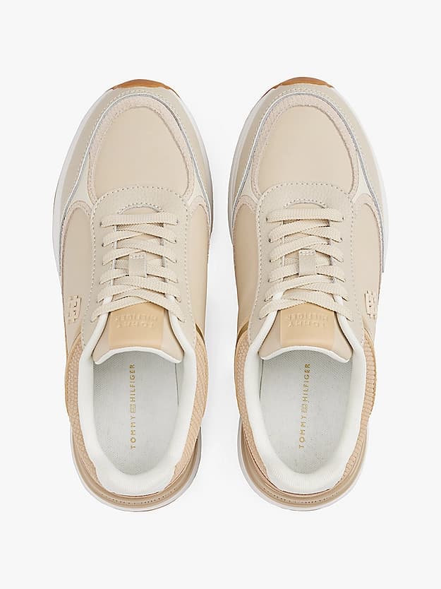 Baskets multitextures en cuir