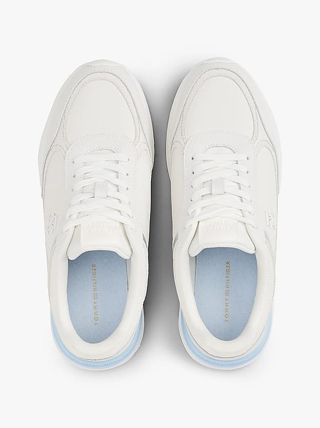 Baskets multitextures en cuir