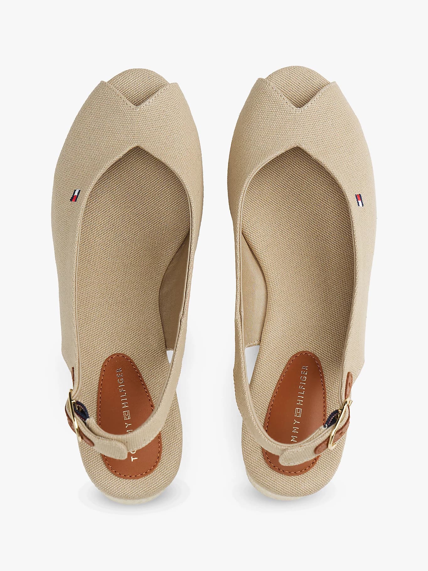 Sandales slingback compensées en toile