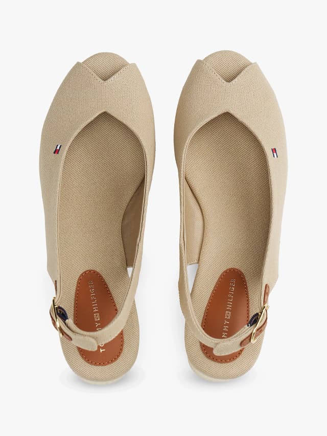 Sandales slingback compensées en toile