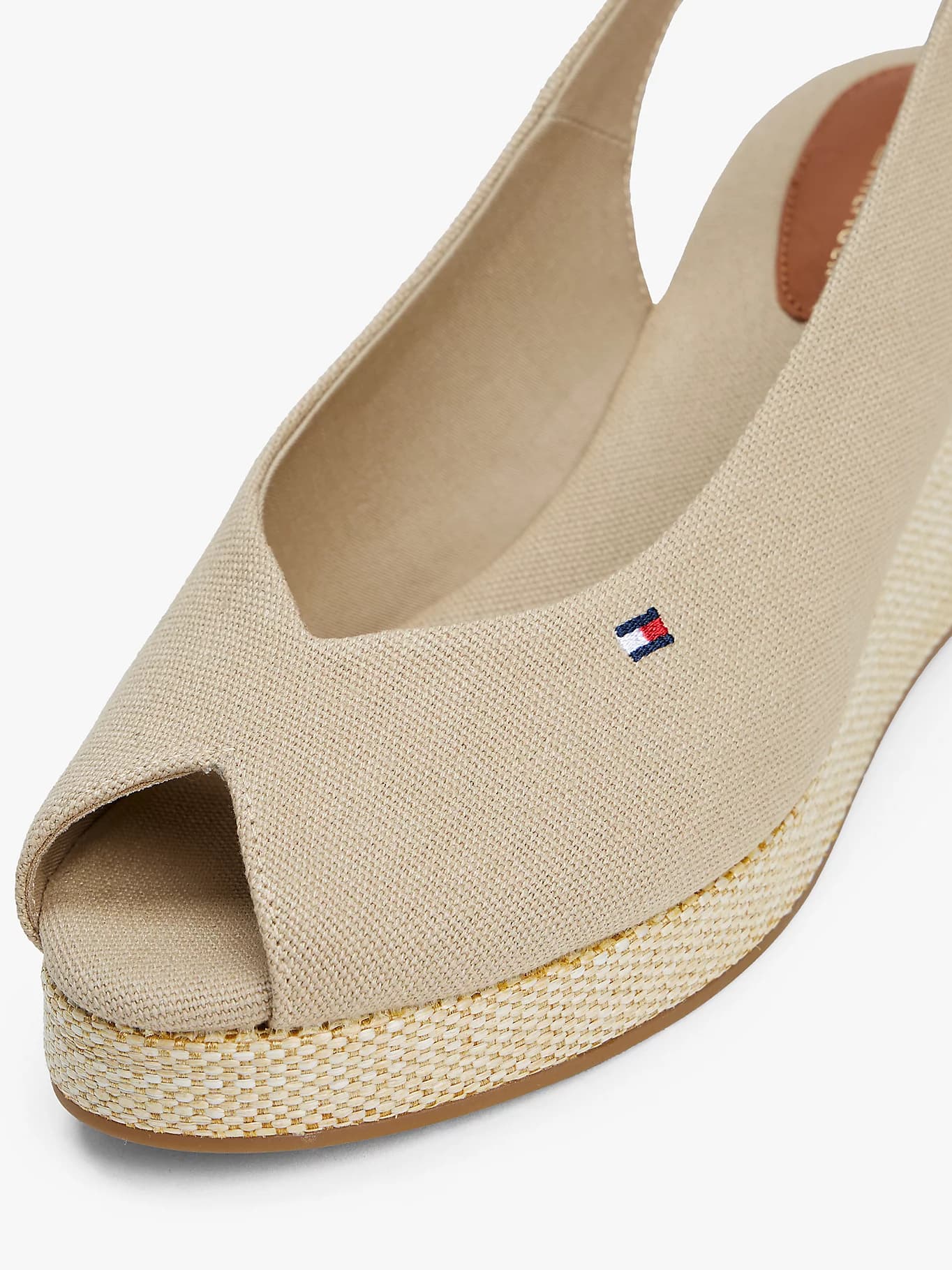 Sandales slingback compensées en toile