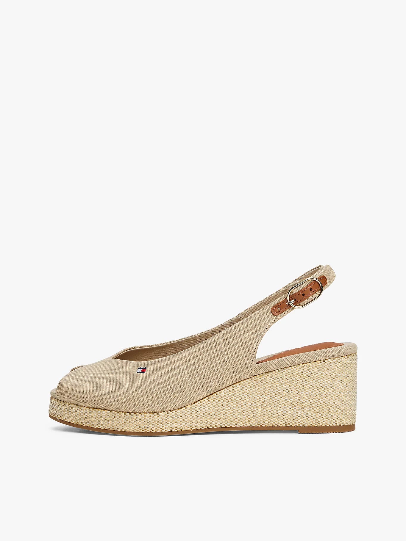 Sandales slingback compensées en toile