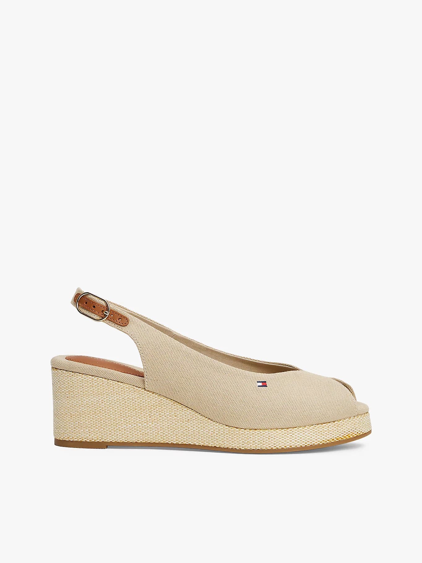 Sandales slingback compensées en toile
