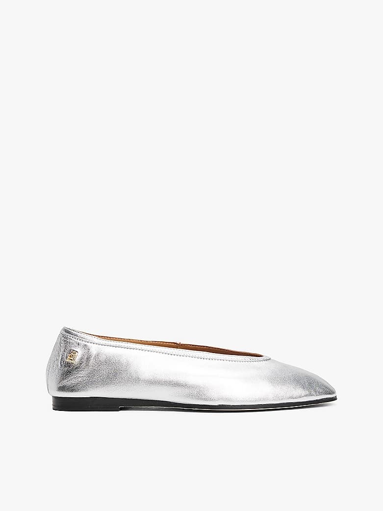 Ballerines en cuir métallisé