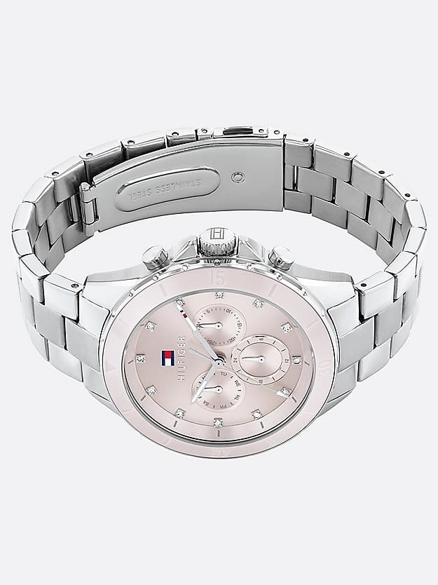 Montre bracelet en acier inoxydable à cadran rose